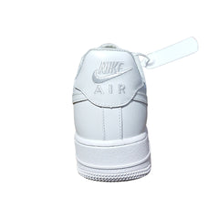 Back view of NAF 1 Low - Triple White highlighting ergonomic heel support and durable construction