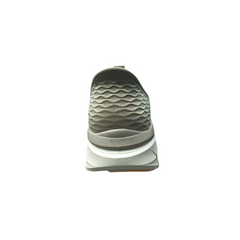 Back view of Skechers D'Lux Walker 2.0 Slip-On Athletic Beige sneakers displaying the detailed heel design.