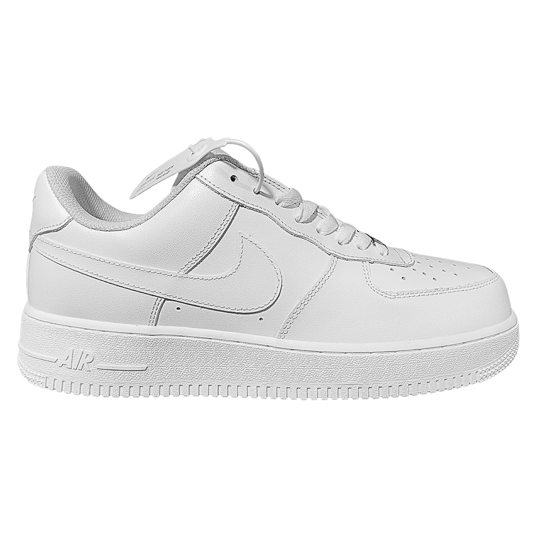 Right side profile of NAF 1 Low - Triple White emphasizing breathable fabric and modern silhouette