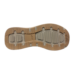 Skechers Arch Fit Slip-In Beige flexible rubber outsole with traction grooves for grip on pavements, office floors, or rainy streets.