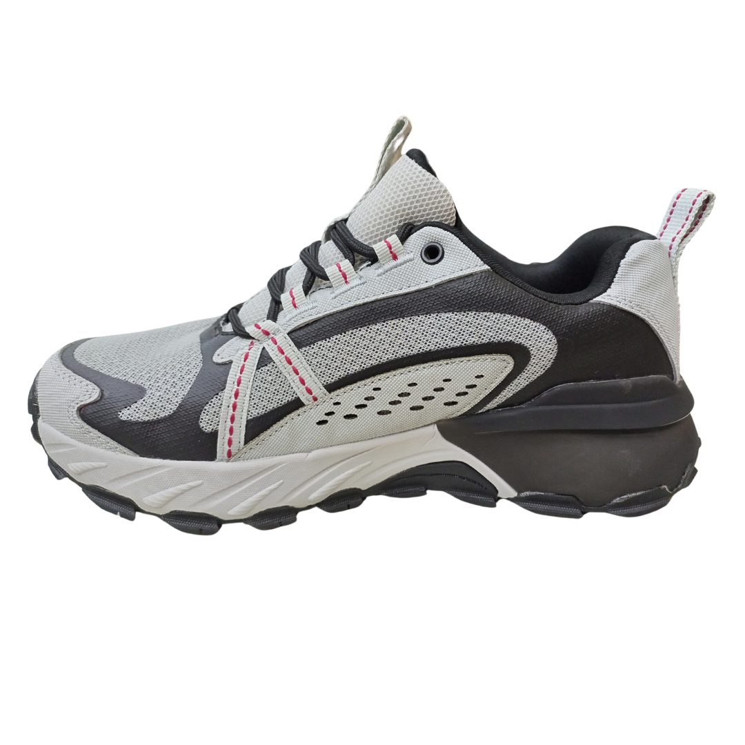 SK Max Protect Waterproof Grey left side view highlighting ergonomic arch support and anti-fatigue footbed for long treks.