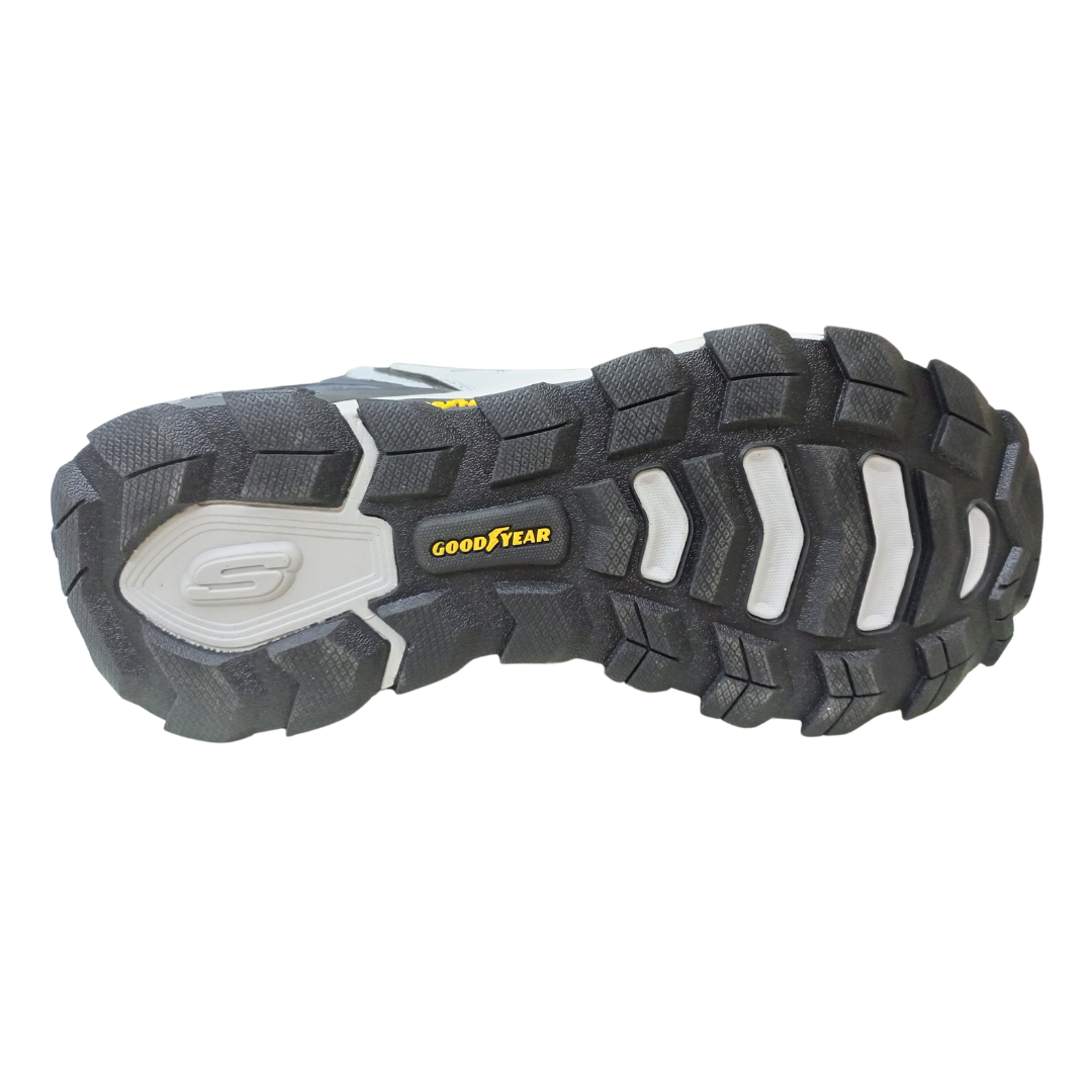 SK Max Protect Waterproof Grey slip-resistant rubber outsole with deep tread for grip on wet roads, trails, or muddy terrain