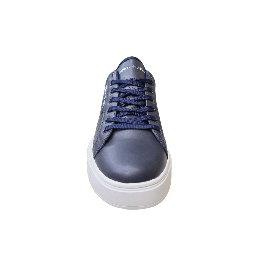 TH Sneaker Lace Up Navy Duo front view showcasing minimalist lace-up design, breathable uppers, and two-tone navy styling.