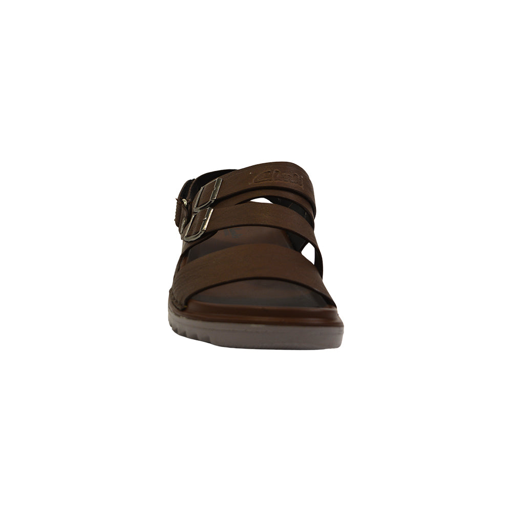 Brown Double Strap Buckle Sandals